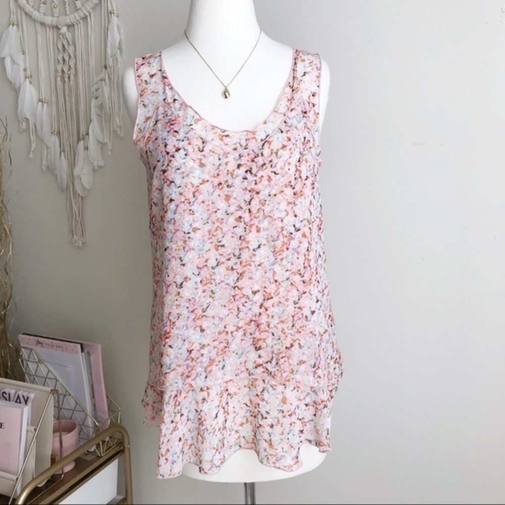 Cabi pink floral print top size XS